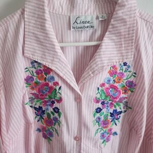 Linea by Louis Dell'Olio Pink Striped Blouse